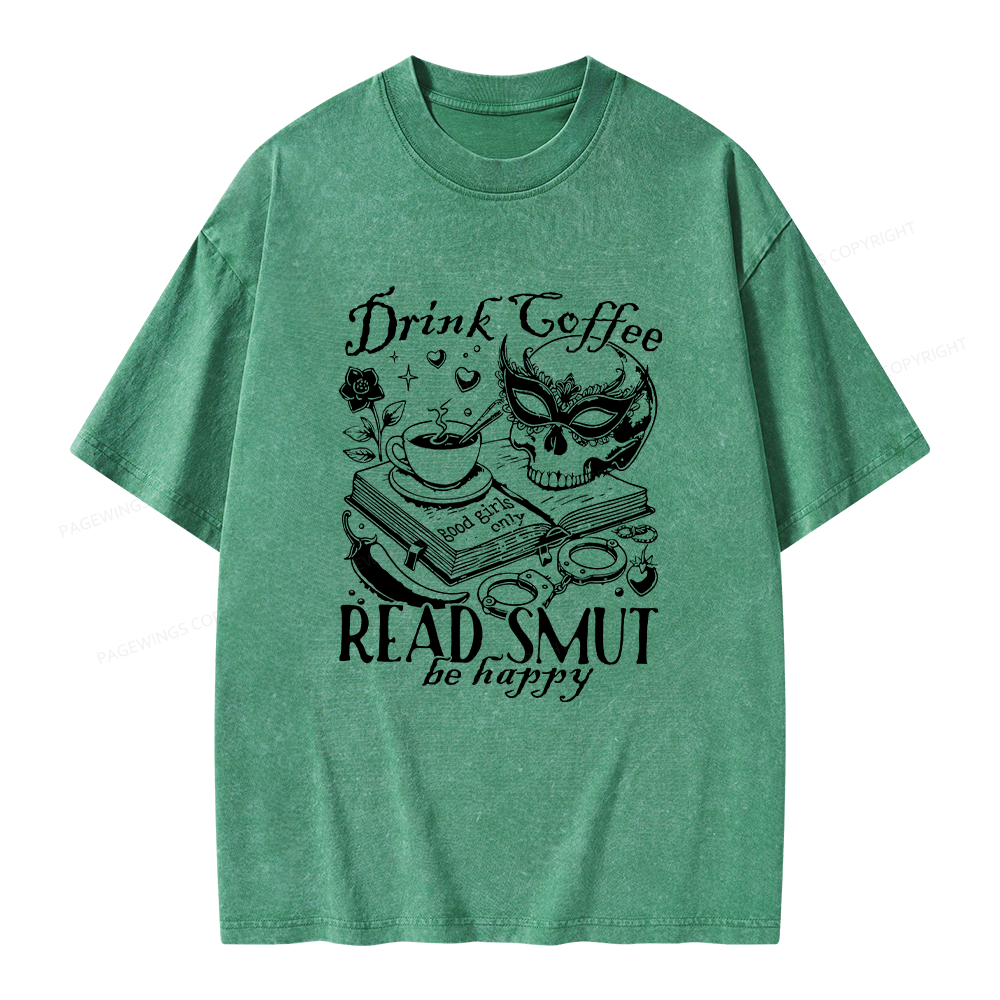 Pagewings Drink Coffee Read Smut Unisex Washed T-shirt