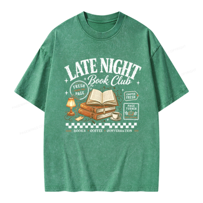 Pagewings Late Night Book Club Unisex Washed T-shirt