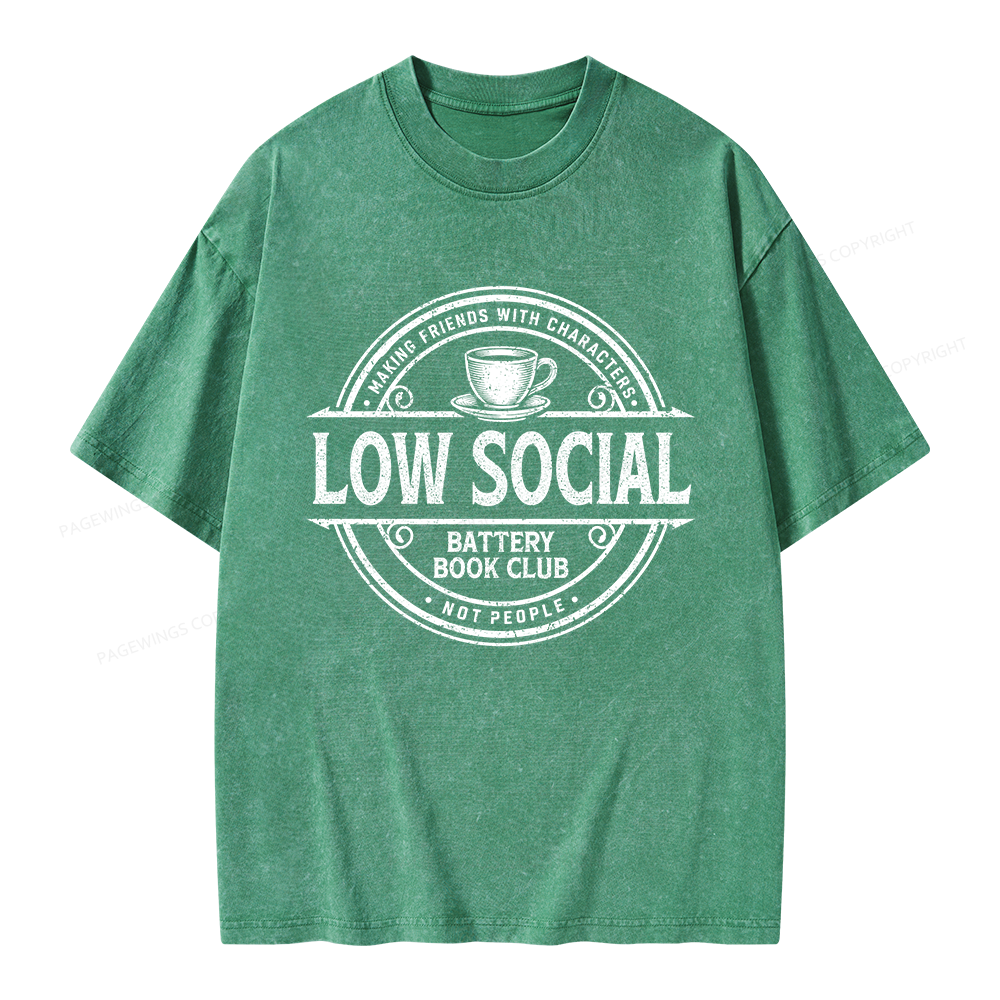 Pagewing Anti Social Book Club Unisex Washed T-shirt