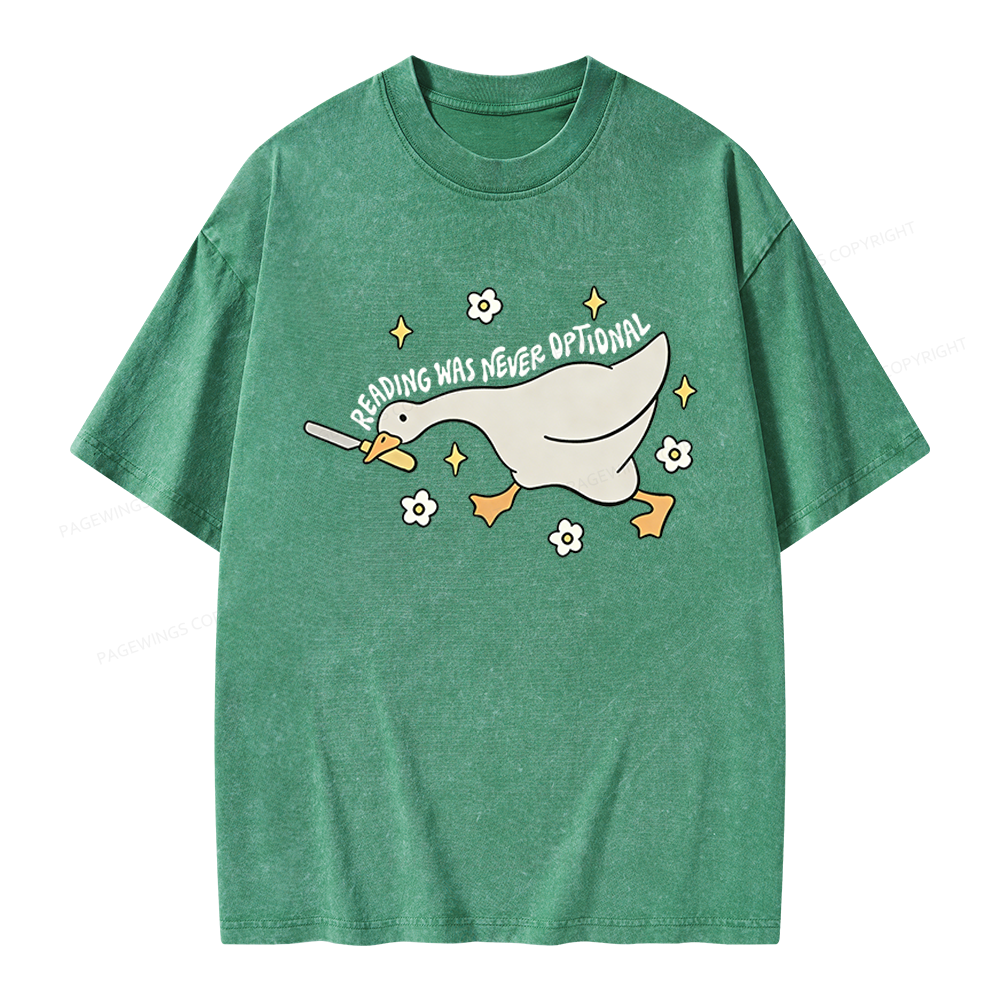 Pagewings Reading Was Never An Option Unisex Washed T-shirt
