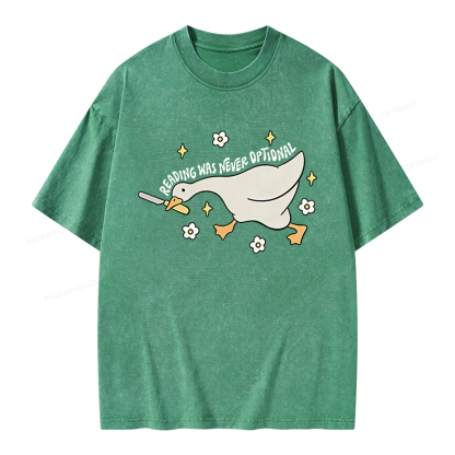 Pagewings Reading Was Never An Option Unisex Washed T-shirt