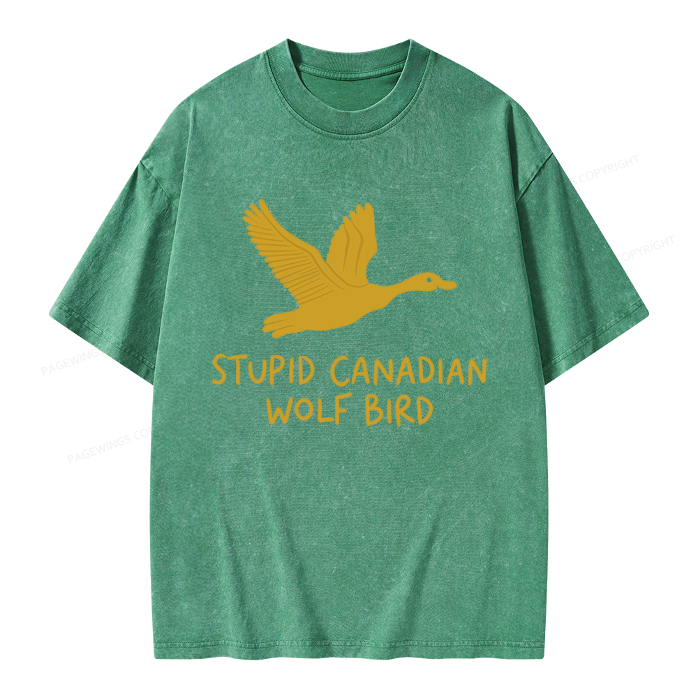 Pagewings Stupid Canadian Wolf Bird Unisex Washed T-shirt