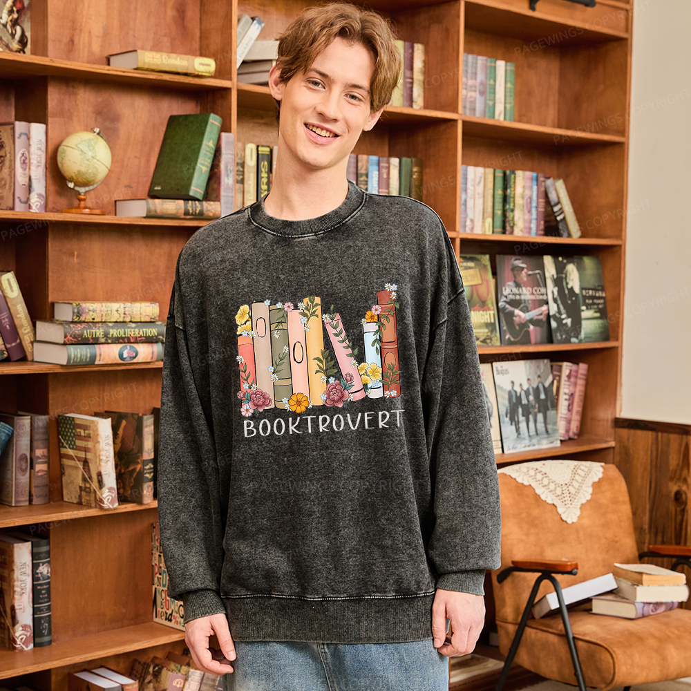 Pagewing Booktrovert Unisex Washed Sweatshirt