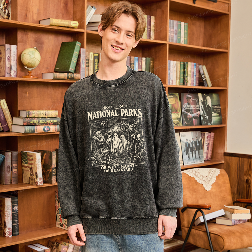 Pagewings Protect Our National Parks Unisex Washed Sweatshirt
