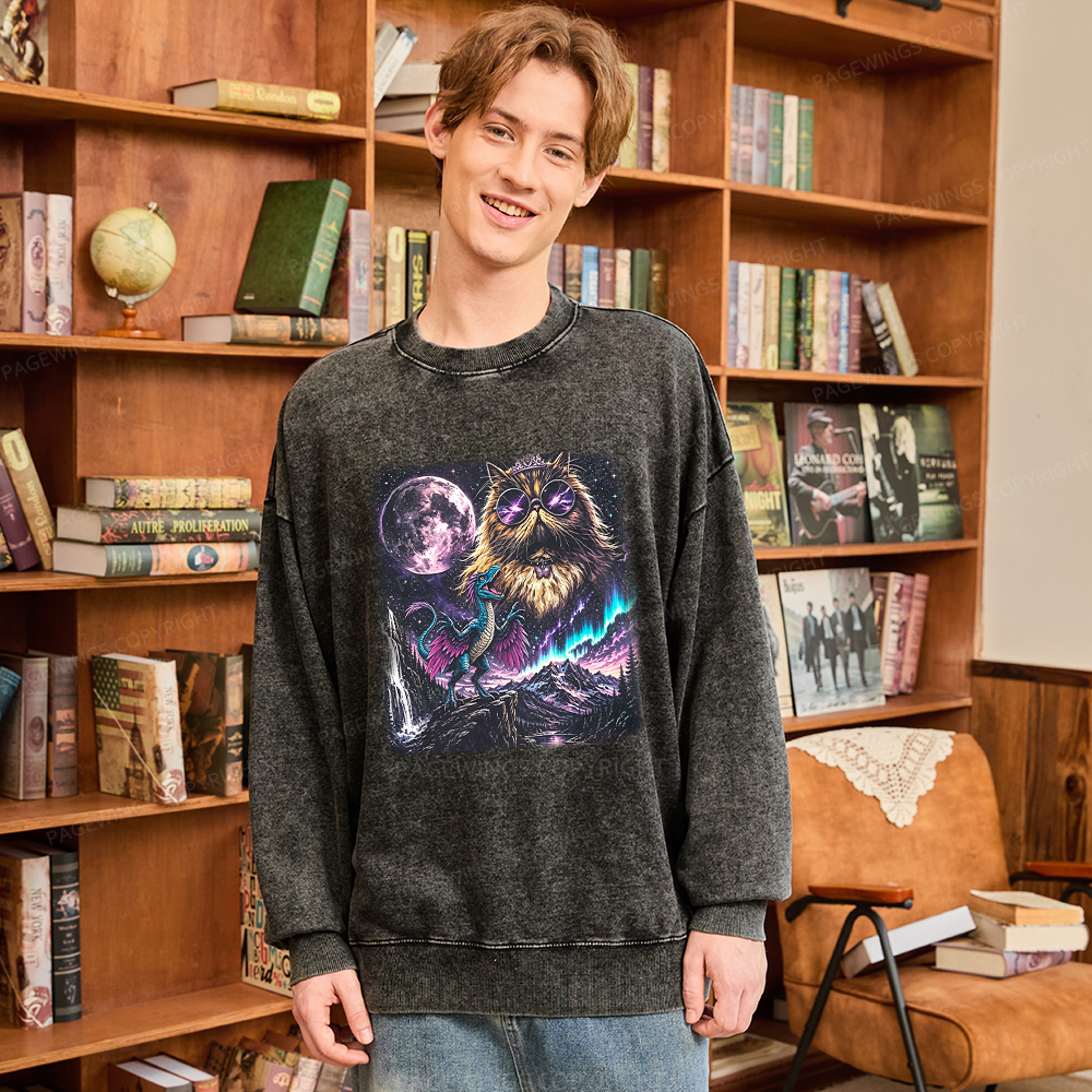 Pagewings Sci Fi Books Lover Unisex Washed Sweatshirt