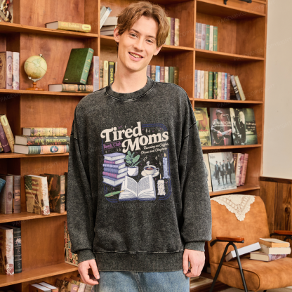 Pagewings Tired Moms Book Club Unisex Washed Sweatshirt