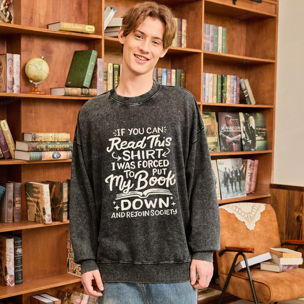 Pagewings Funny Book Lover Unisex Washed Sweatshirt