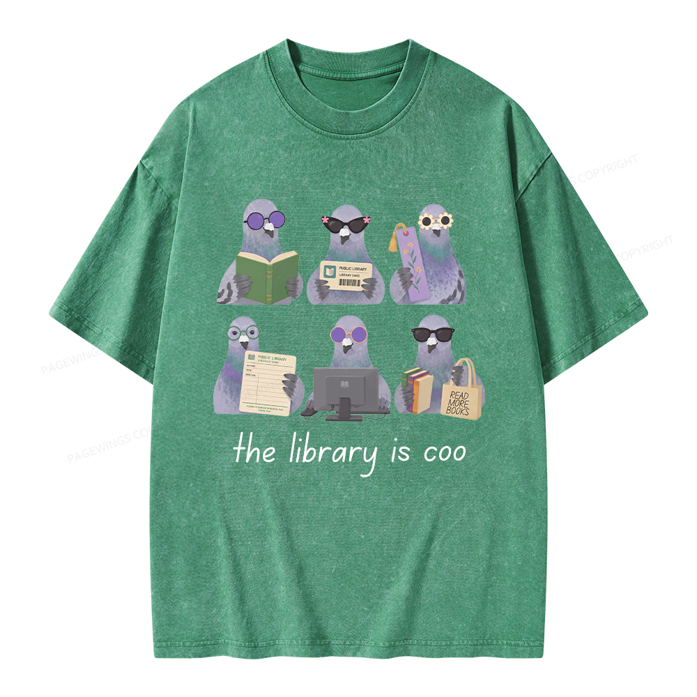 Pagewings Librarian Pigeon Unisex Washed T-shirt
