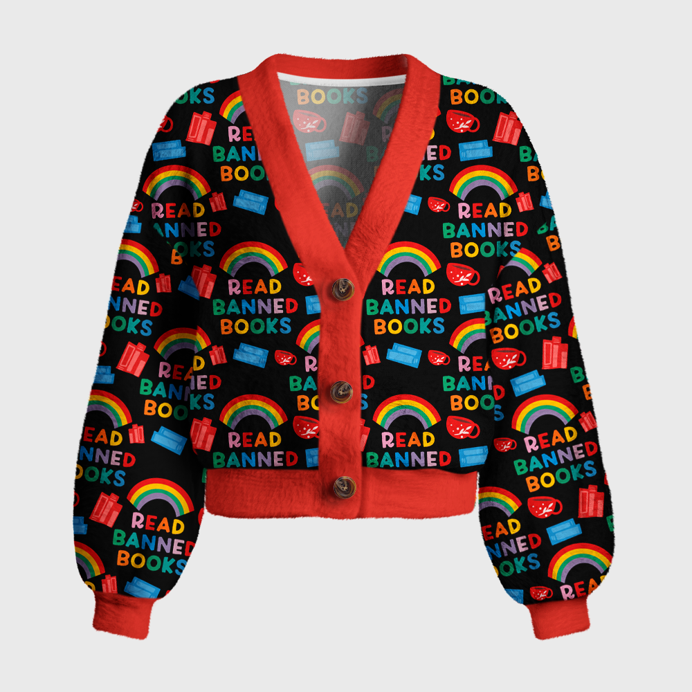 Pagewings Read Banned Books 7009X Women's Cardigan Sweater
