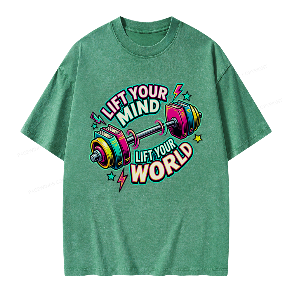 Pagewings Lift Your Mind Lift Your World Unisex Washed T-shirt