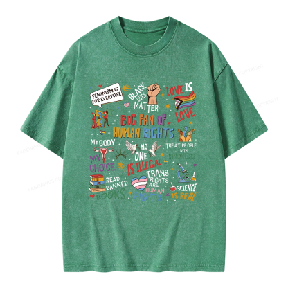 Pagewings Big Fan Of Human Rights Unisex Washed T-shirt