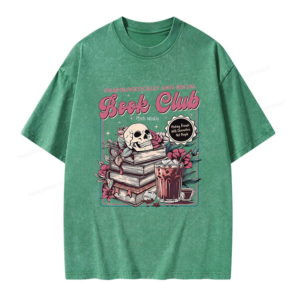 Pagewings Vintage Book Club Unisex Washed T-shirt