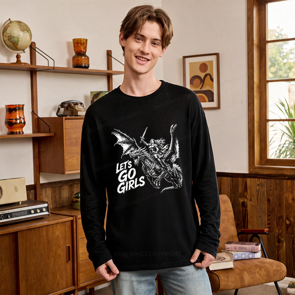 Pagewings Woman Dragon Rider Unisex Lightweight Long Sleeve T-Shirt