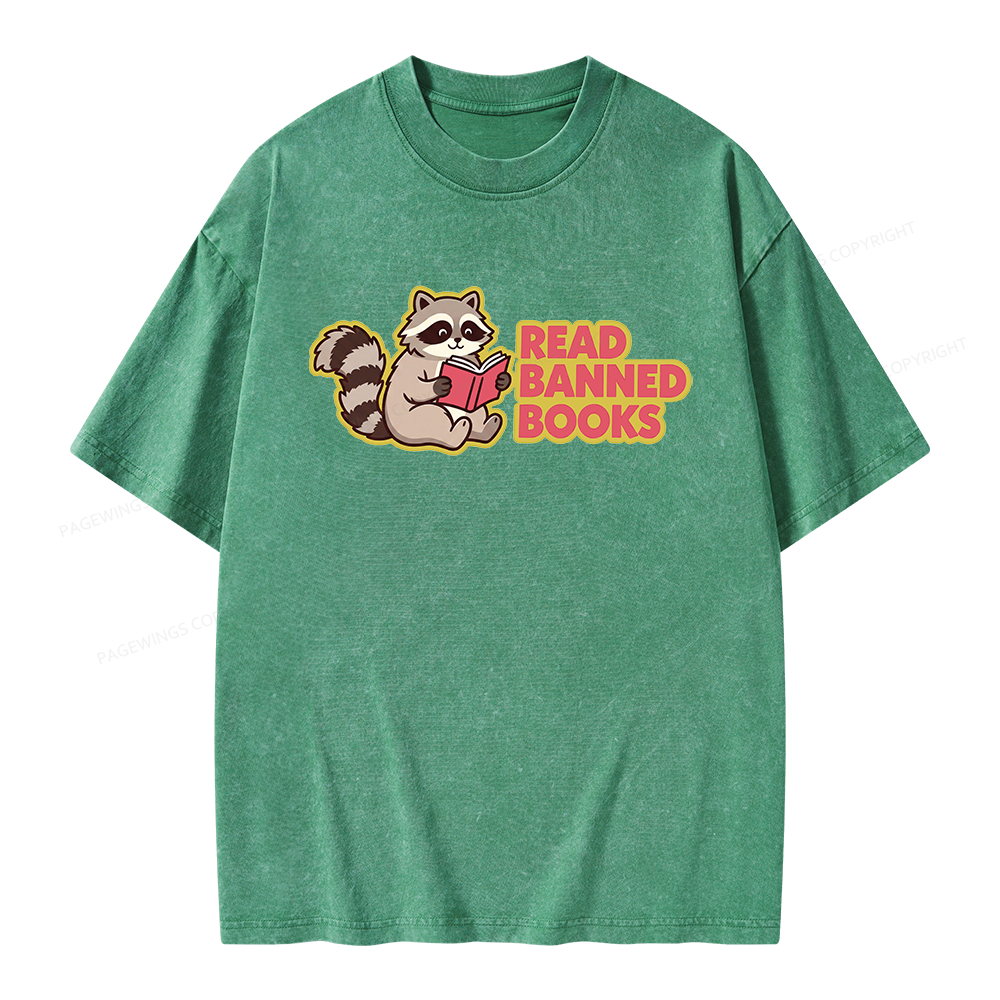 Pagewings Read Banned Books Unisex Washed T-shirt
