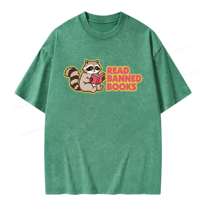Pagewings Read Banned Books Unisex Washed T-shirt