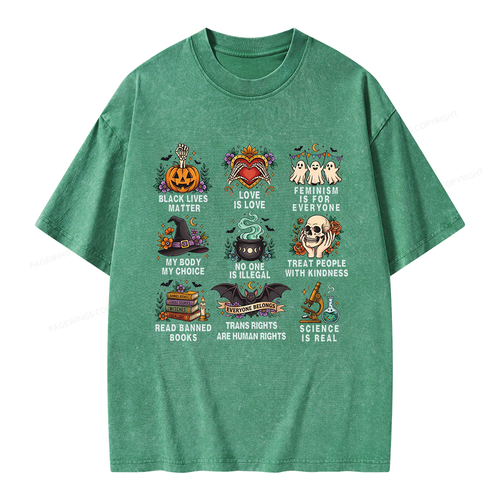 Pagewings Inclusive Halloween Unisex Washed T-shirt