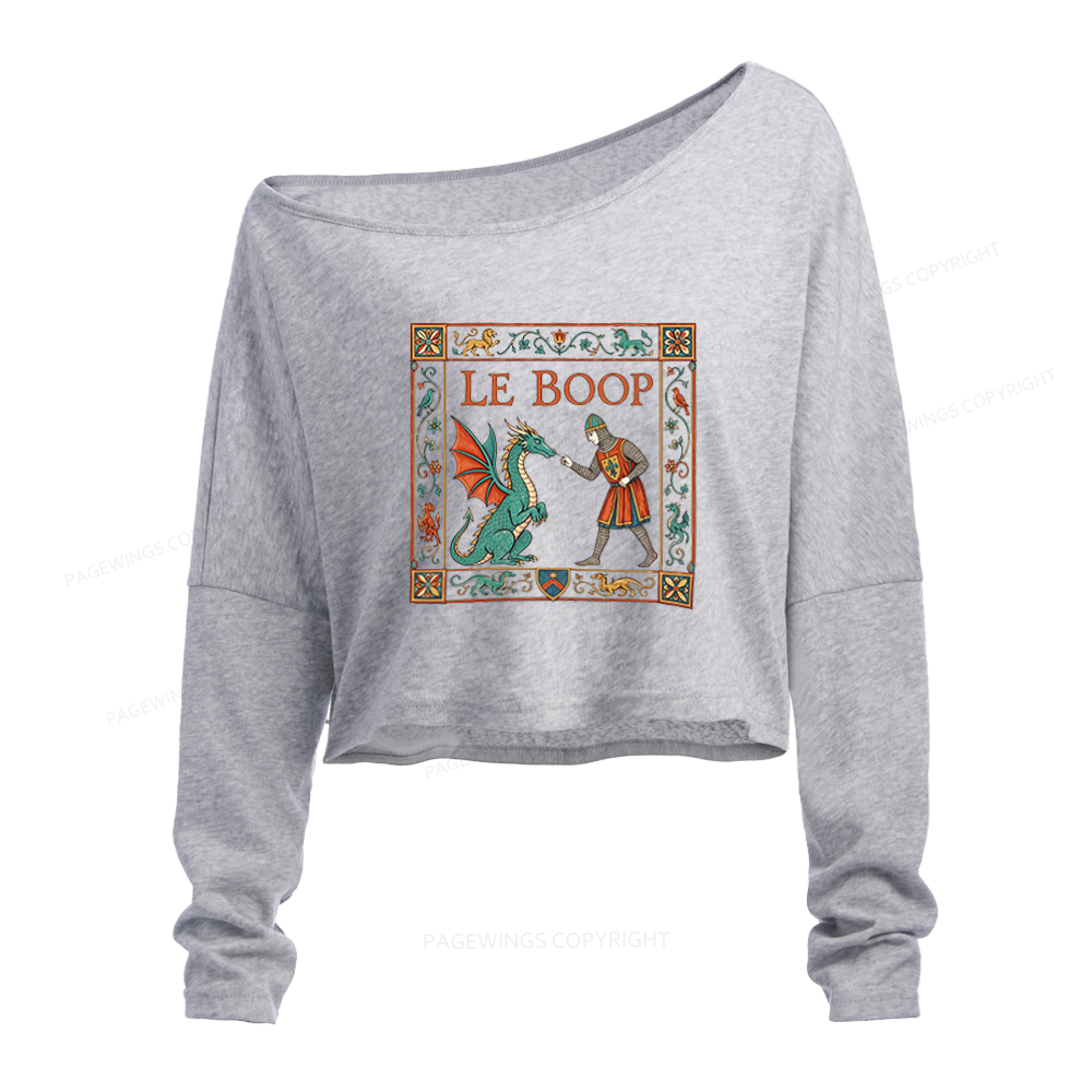 Pagewings Le Boop Slouchy Long Sleeve Off Shoulder T-shirt