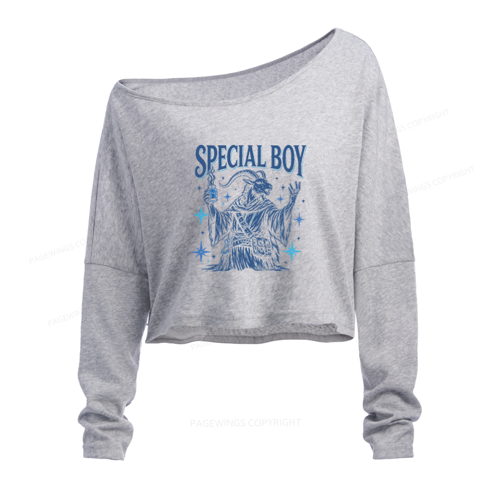 Pagewings Sci-Fi Book Lover Slouchy Long Sleeve Off Shoulder T-shirt