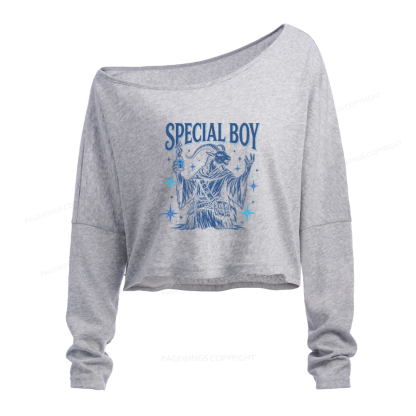Pagewings Sci-Fi Book Lover Slouchy Long Sleeve Off Shoulder T-shirt