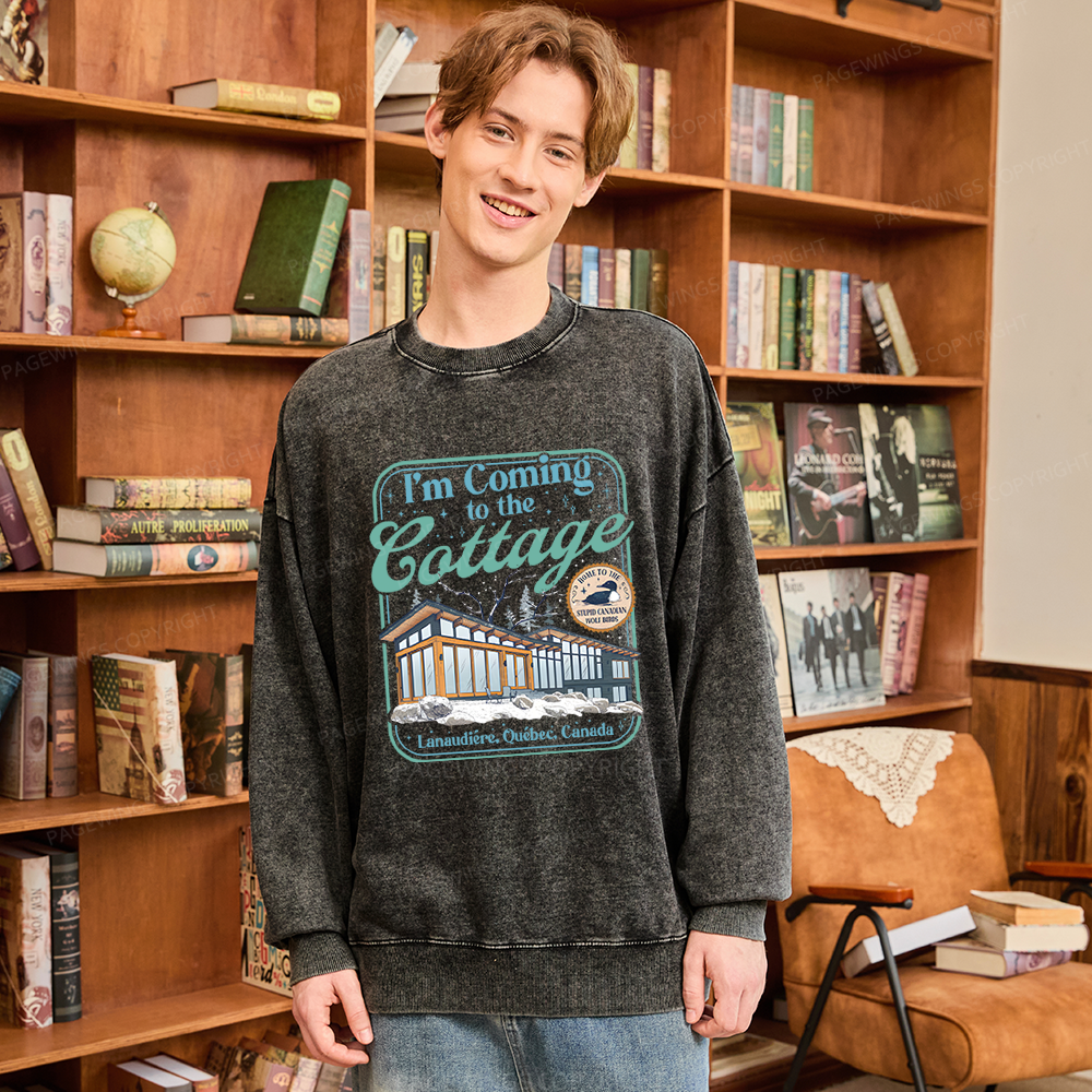 Pagewings I'm Coming to the Cottage Unisex Washed Sweatshirt