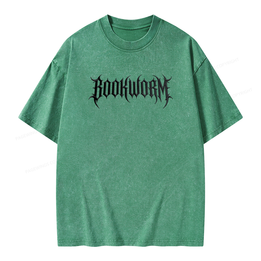 Pagewings Embroidered Bookworm Unisex Washed T-shirt