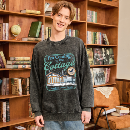Pagewings I'm Coming to the Cottage Unisex Washed Sweatshirt