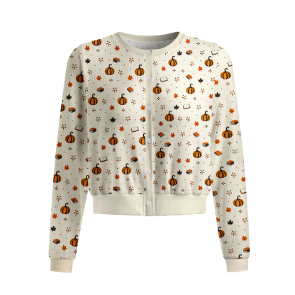 Pagewings Halloween Bookish Crew Neck Cardigan Sweaters