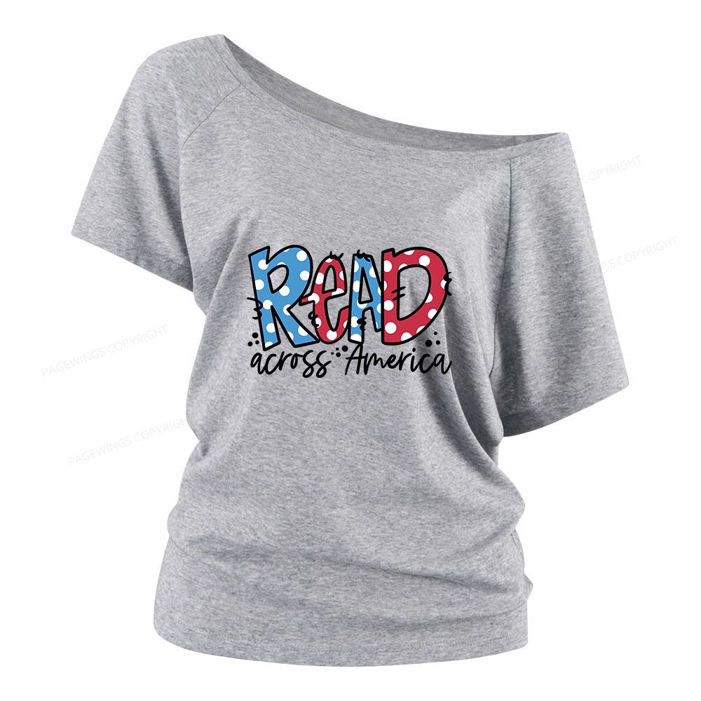 Pagewings Read Across America Women Off Shoulder T-shirts