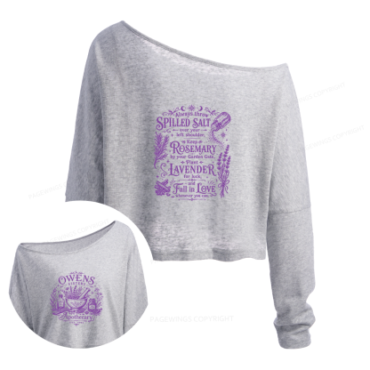 Pagewings Lavender Witchy Slouchy Long Sleeve Off Shoulder T-shirt