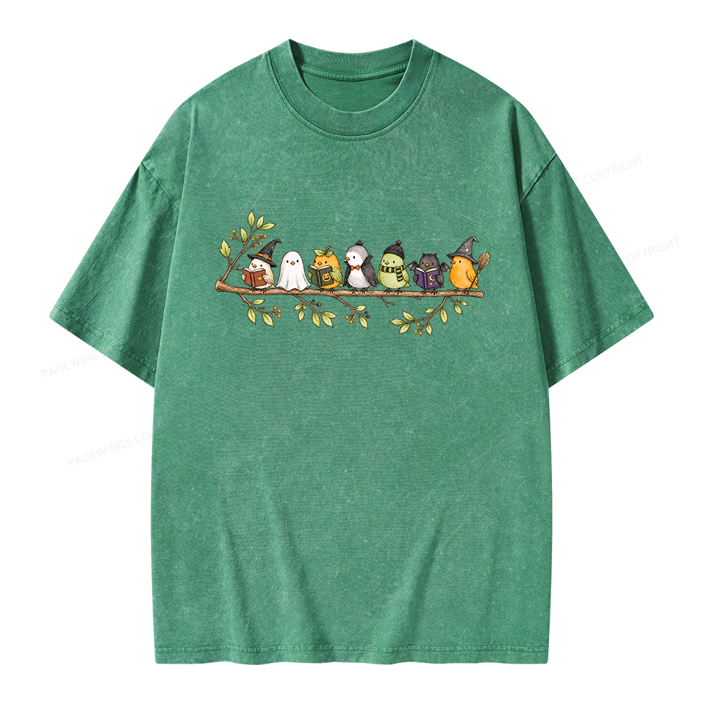 Pagewings Halloween Bird Unisex Washed T-shirt