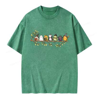 Pagewings Halloween Bird Unisex Washed T-shirt