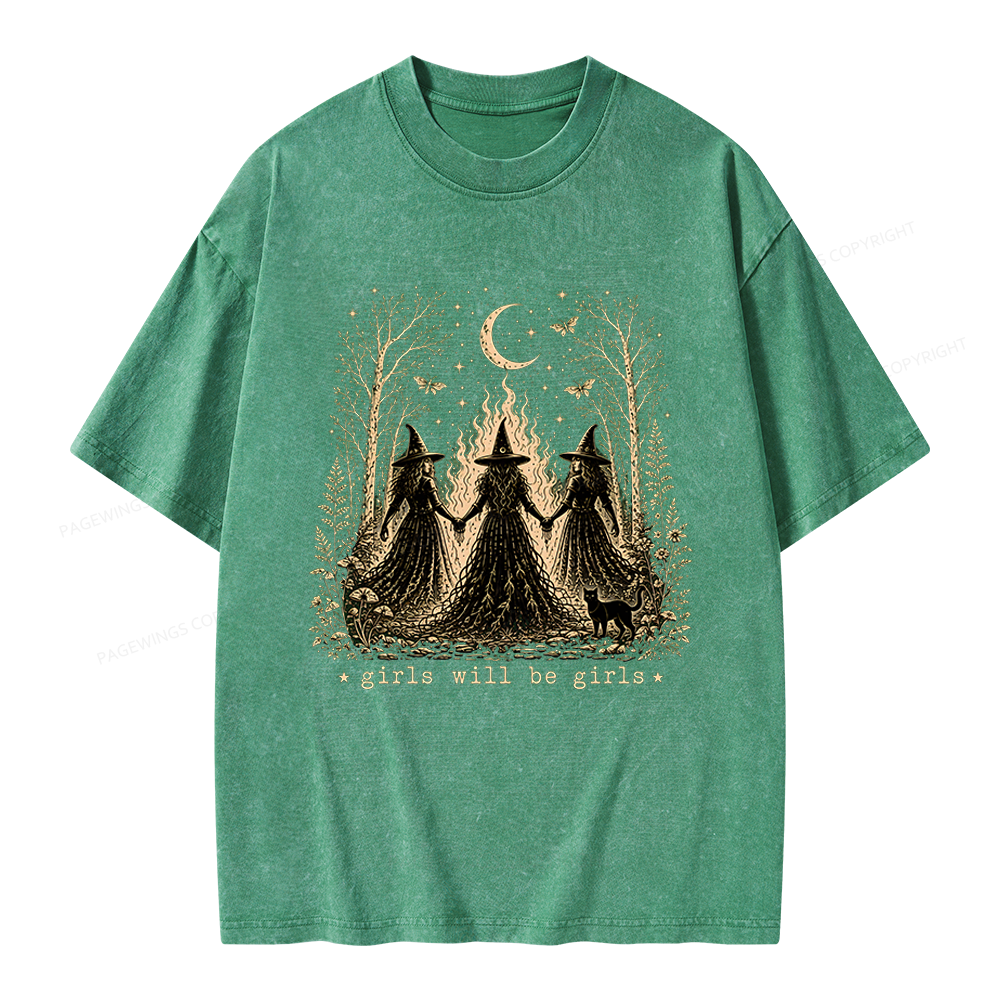Pagewings Girls Will Be Girls Unisex Washed T-shirt