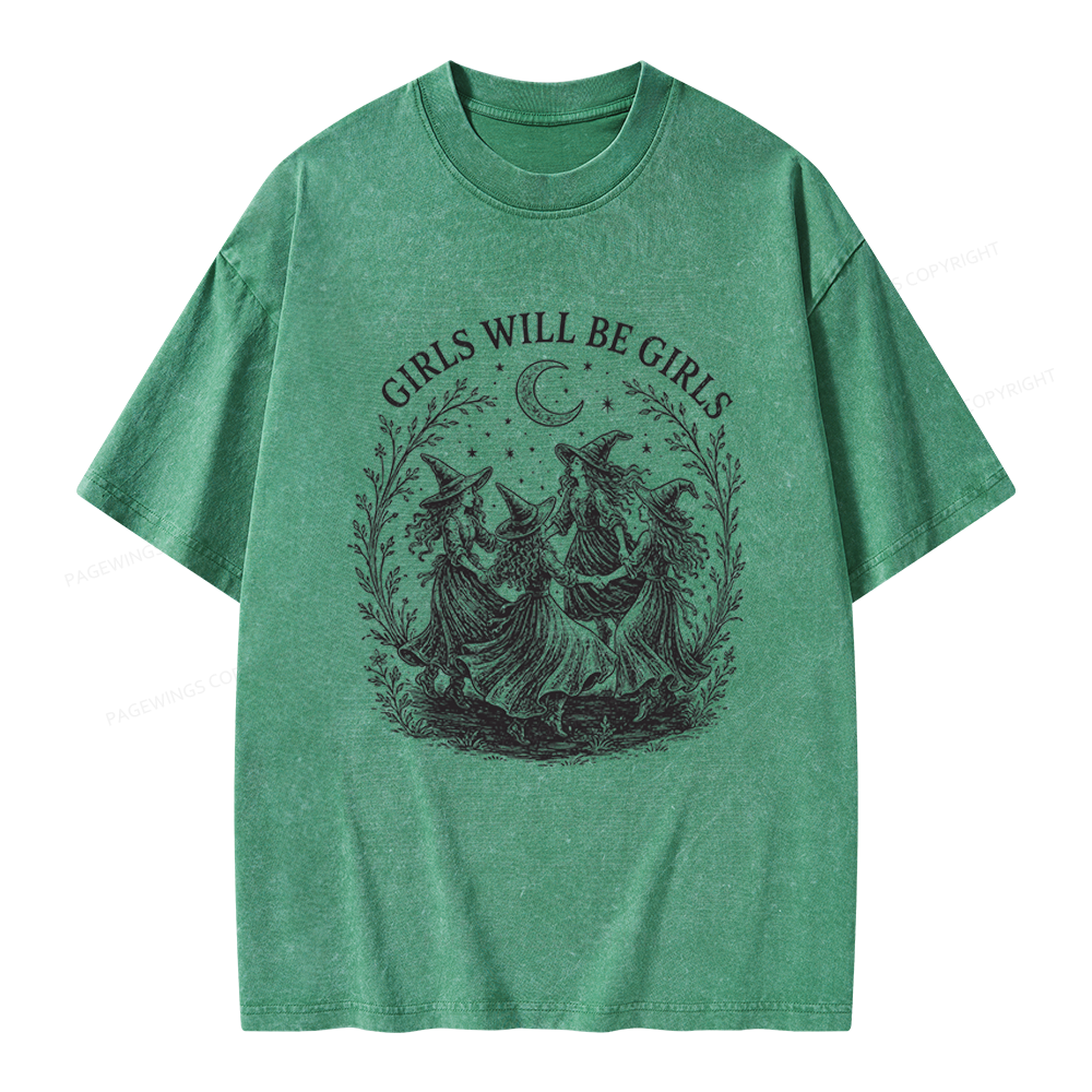 Pagewings Girls Will Be Girls Unisex Washed T-shirt