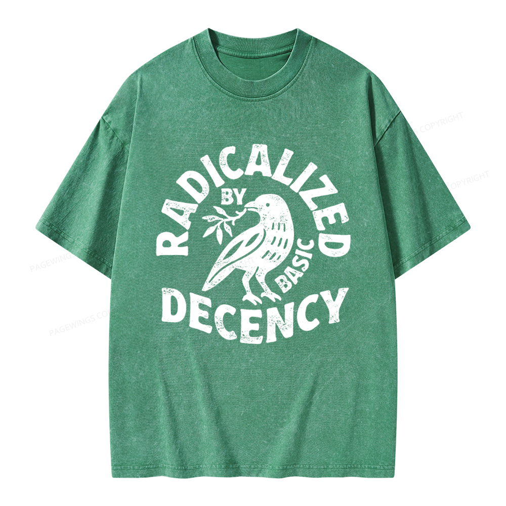 Pagewings Radicalized By Basic Decency Unisex Washed T-shirt