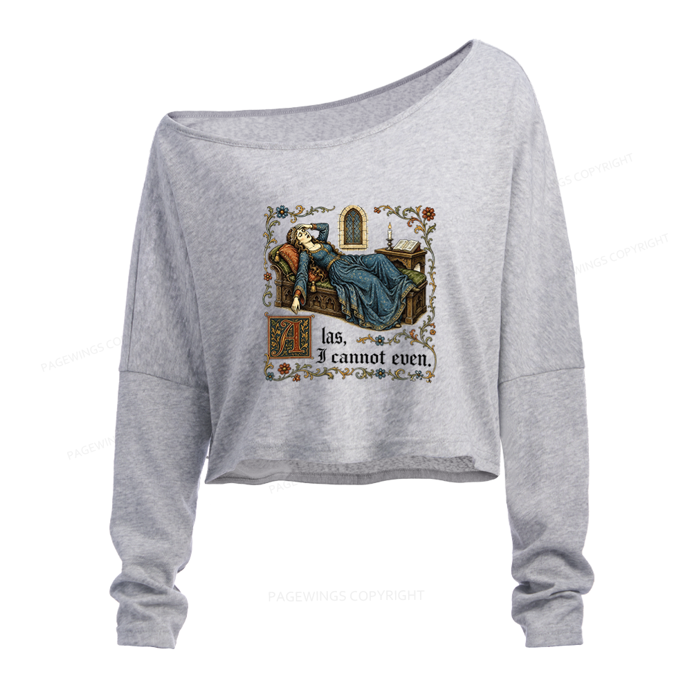 Pagewings Medieval Book Lover Slouchy Long Sleeve Off Shoulder T-shirt