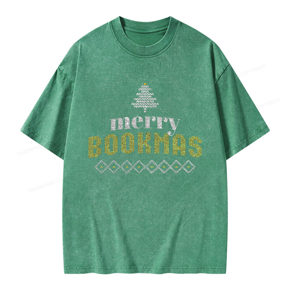 Pagewings Merry Bookmas Unisex Washed T-shirt