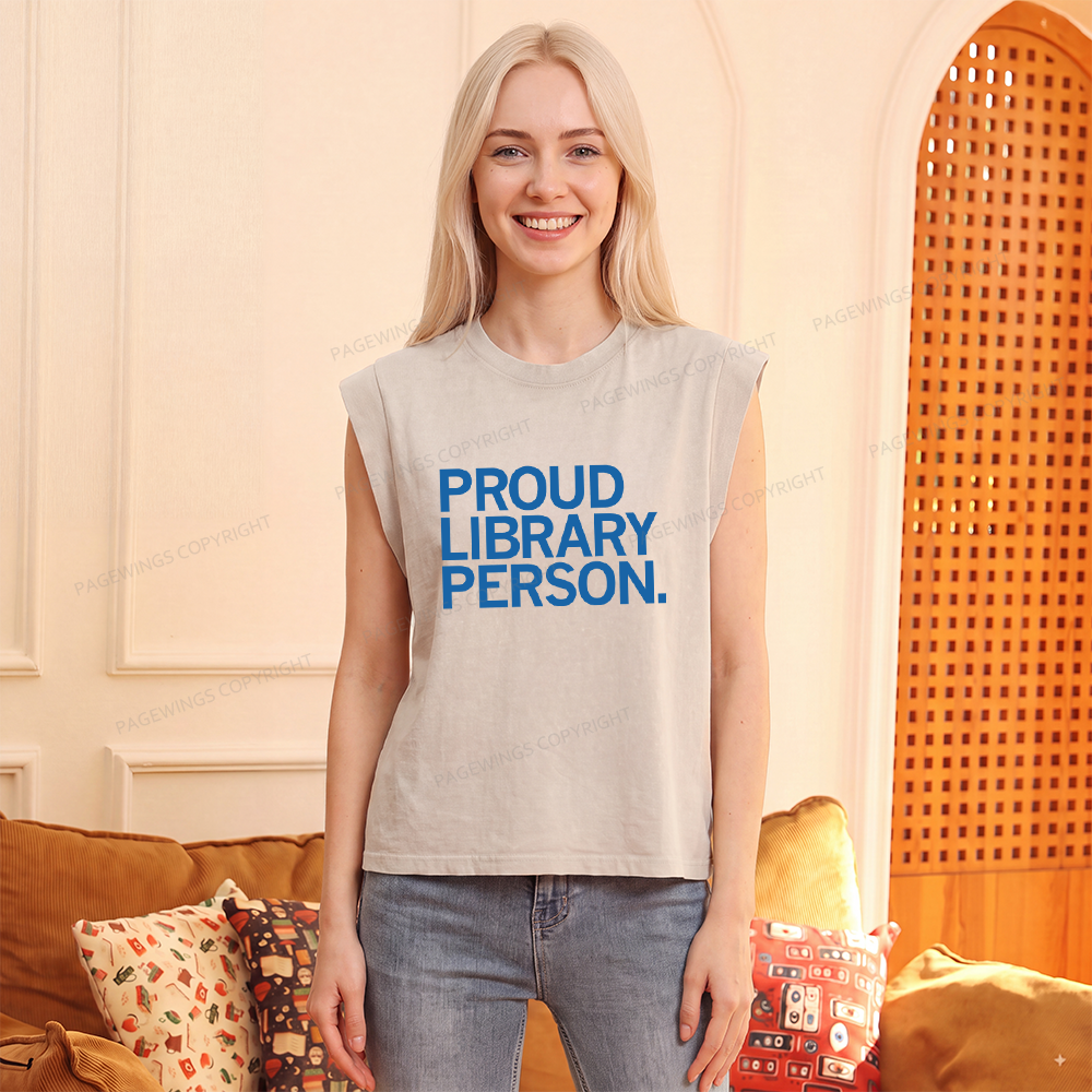 Pagewings Proud Library Person Women's Washed Tank Top