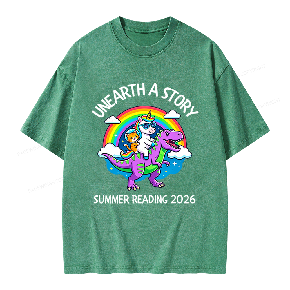 Pagewings Summer Reading Unisex Washed T-shirt