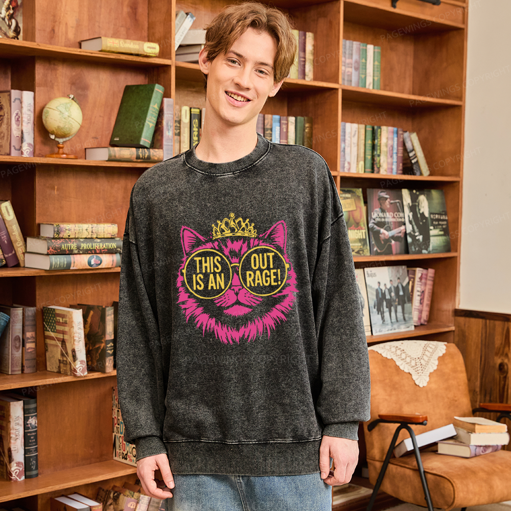 Pagewings This is an Outrage Unisex Washed Sweatshirt