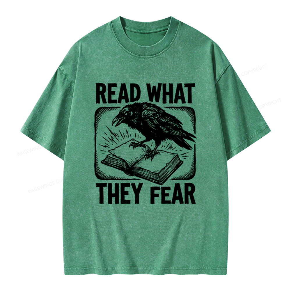 Pagewings Read What They Fear Unisex Washed T-shirt