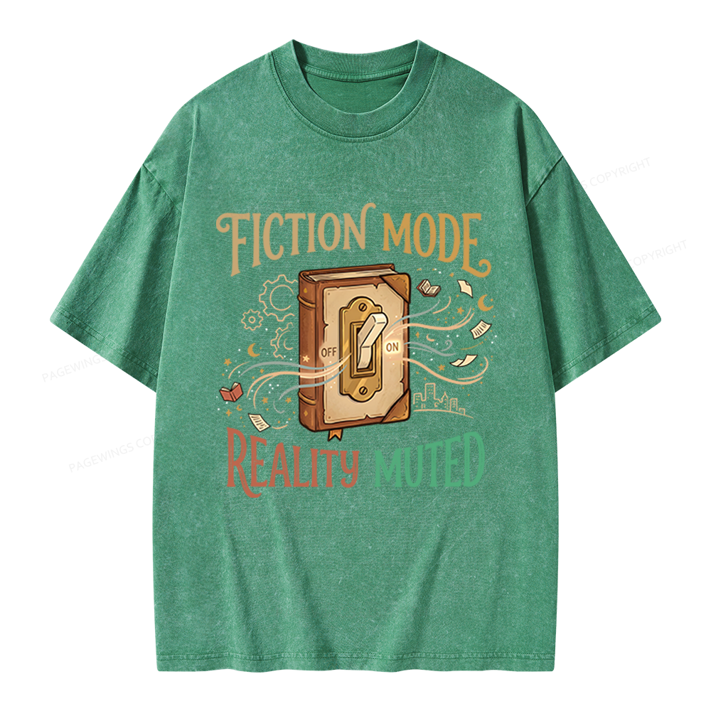 Pagewings Fiction Mode On Unisex Washed T-shirt