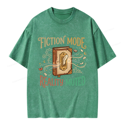 Pagewings Fiction Mode On Unisex Washed T-shirt