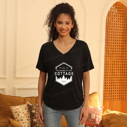 Pagewings Coming To The Cottage Soft Women's Modal V-neck T-shirt