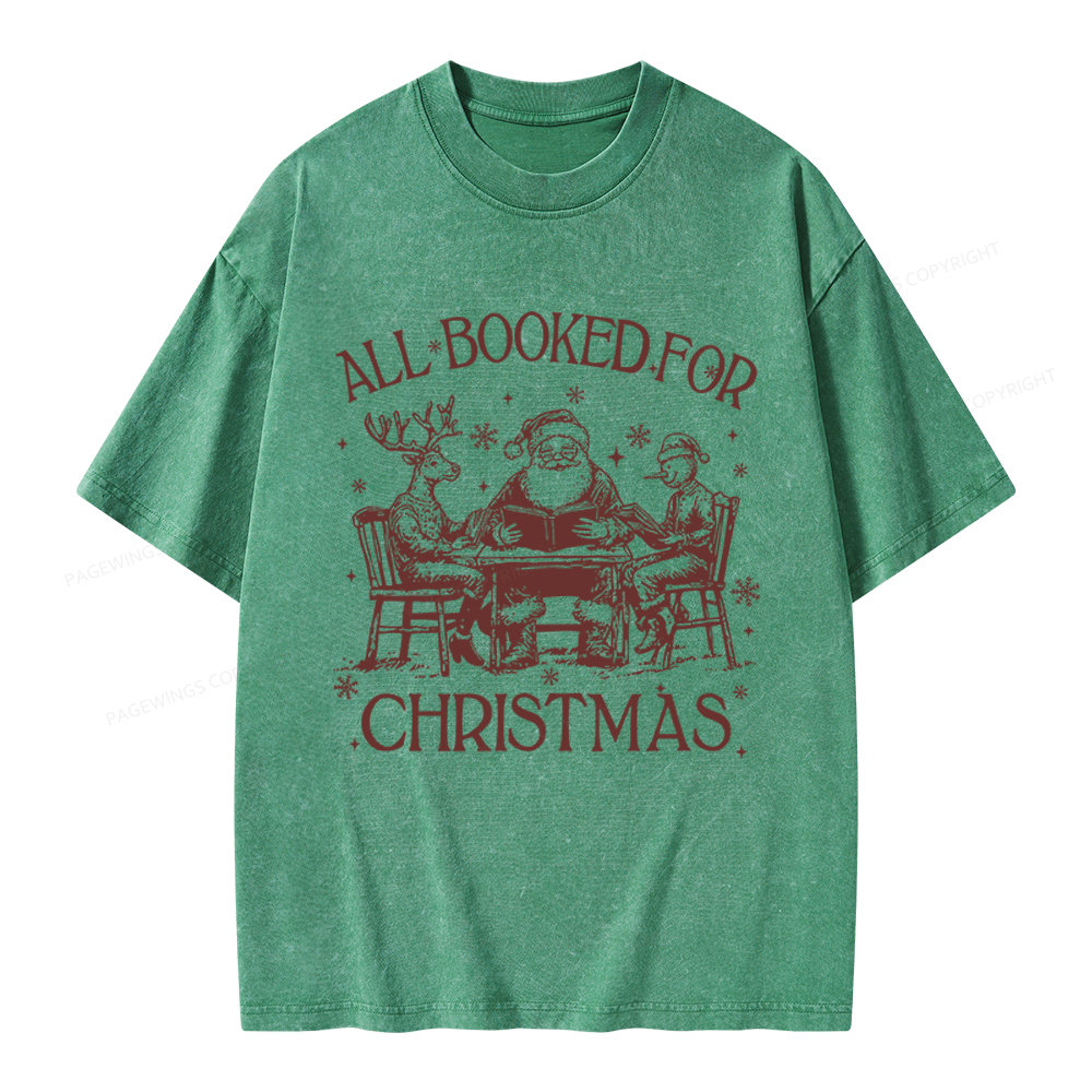 Pagewings Retro All Booked For Christmas Unisex Washed T-shirt