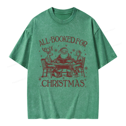 Pagewings Retro All Booked For Christmas Unisex Washed T-shirt