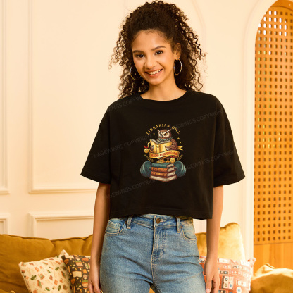 Pagewings Librarian Owl Women Crop Tops