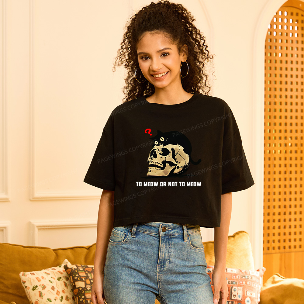 Pagewings To Meow Or Not To Meow Women Crop Tops