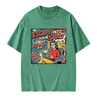 Pagewings Escape Into Your Story Unisex Washed T-shirt