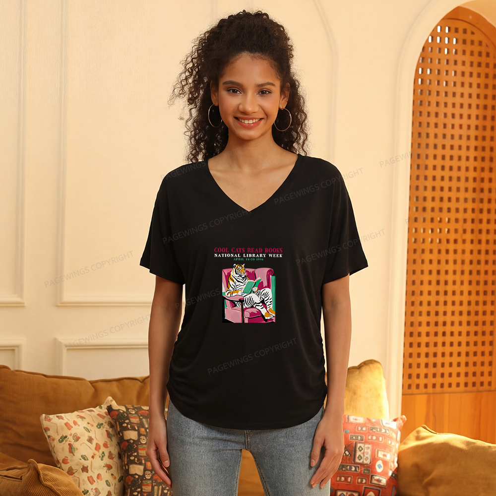Pagewings Library Week Poster 1996 Soft Women's Modal V-neck T-shirt