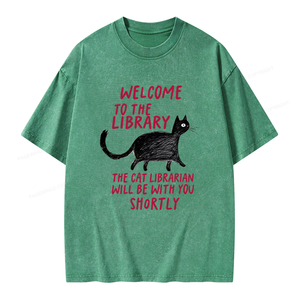 Pagewings Welcome To The Library Unisex Washed T-shirt